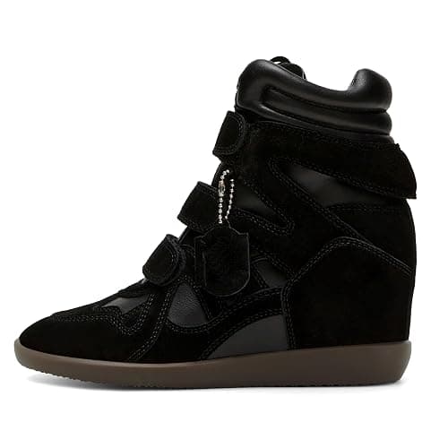 Dsevht Hidden Wedge Sneakers for Women High Top Fashion Sneaker Suede High Heel Platform Tennis Triple Strappy Band Casual Vintage Dressy Comfy Campus Trendy Retro Sneaker - Image 1