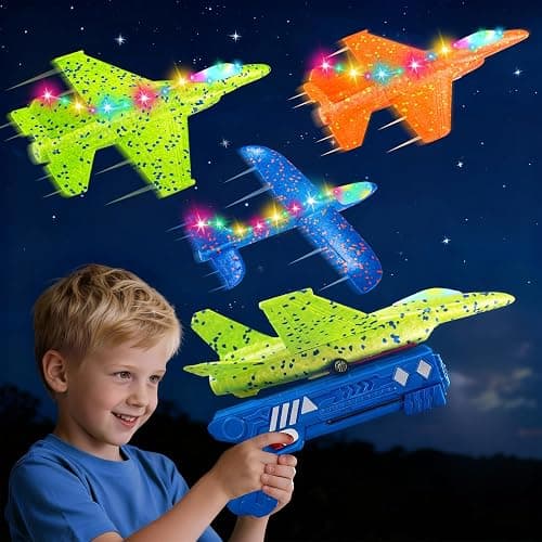 3 Pack Airplane Launcher Toys, 13.2 inch LED foam 2025 F-15 Eagle fighter jet & Glider Catapult Plane for Boys, Flying Toys Christmas Birthday gifts for Boys Girls 4 5 6 7 8 9 10 11 12 Year Old - Image 1