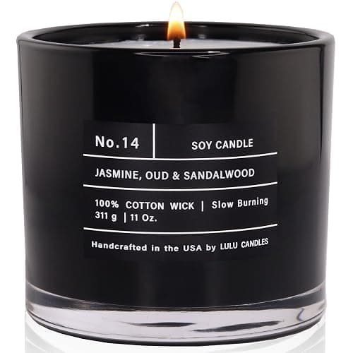 Lulu Candles | Jasmine, Oud & Sandalwood | Luxury Scented Soy Jar Candle | Hand Poured in The USA | Highly Scented & Long Lasting (11 Oz.) - Jasmine, Oud & Sandalwood - 11 Oz. - Image 1