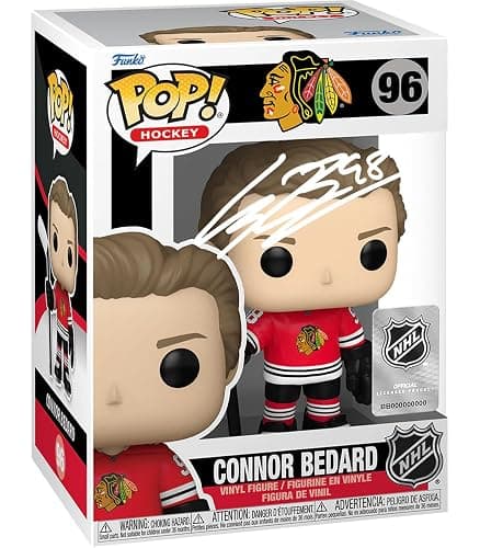 Connor Bedard #96 Facsimile Signed Reprint Laser Autographed Funko POP! Hockey NHL: Chicago Blackhawks Figurine with Protector Case - Image 1