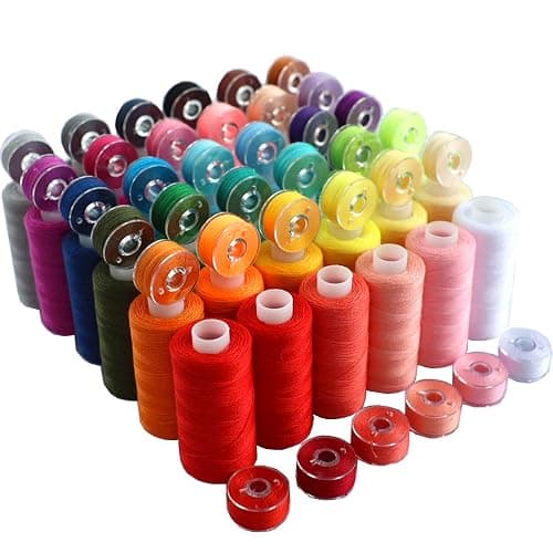 72 PCS Sewing Thread Assortment, 36 Color Thread for Sewing Machine with 36 Same Color Bobbins, Polyester Thread 400 Yards/Spool (72) - Image 1