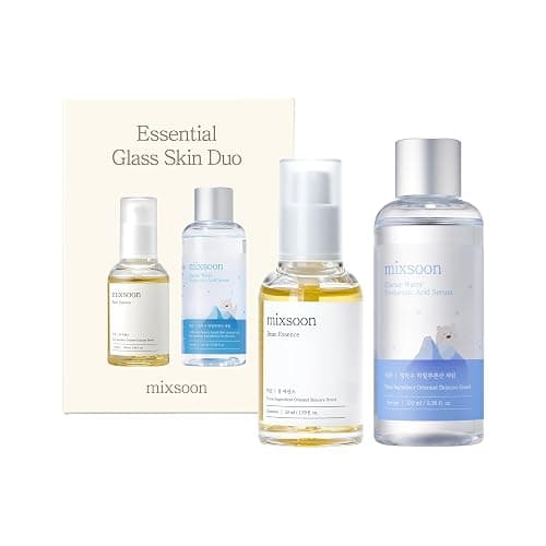 mixsoon Essential Glass Skin Duo Set - Bean Essence + Glacier Water Hyaluronic Acid Serum, Gentle Formula for Smooth, Radiant Skin 150ml / 5.07 fl. oz. Korean Glass Skin Care - Image 1