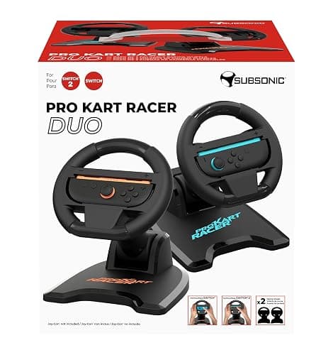 Subsonic Foldable Steering Wheel Switch 2 Joy-Con Suction Cup Stand | Table-mount Racing Wheel - 180° rotation - Ergonomic triggers - Folds flat - Mario Kart World - 2-year warranty - Image 1