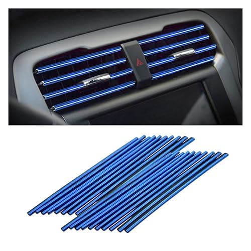 8sanlione 20 Pieces Car Air Conditioner Decoration Strip for Vent Outlet, Universal Waterproof Bendable Air Vent Outlet Trim Decoration, Suitable for Most Air Vent Outlet, Car Accessories (Ice Blue) - Image 1