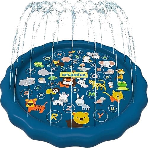 SplashEZ 3-in-1 Splash Pad, Sprinkler for Kids & Baby Pool for Learning – Toddler Sprinkler Pool, 60’’ Outside Water Toys – “from A to Z” Outdoor Play Mat for Babies & Toddlers - Image 1