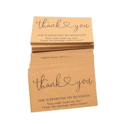 Vagocom 200Pcs Brown Thank You for Supporting My Business Cards,2 x 3.5 Inches / 9 x 5 cm Small Bulk Customer Appreciation Card for Small Business Packaging Supplies - Image 1