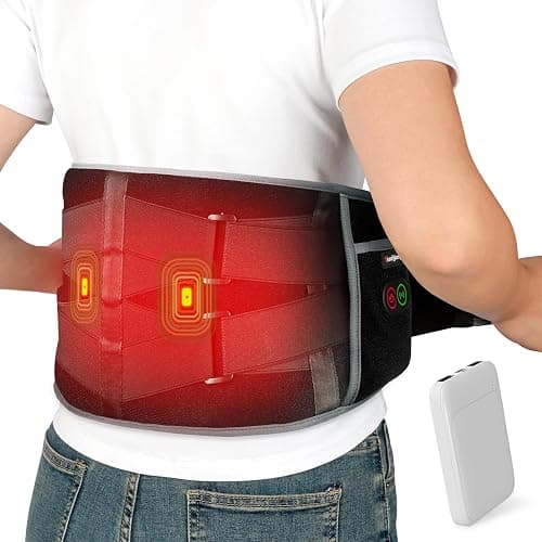 Comfytemp Cordless Heating Pad with Massager for Back Pain Relief, Portable Lower Back Massager FSA Eligible HSA Rechargeable, Birthday Christmas Gifts for Women Men Mom Dad Seniors 3 Heat 30 Auto-Off - Image 1
