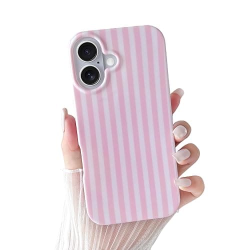 Yeddabox for iPhone 17 Case Cute Striped Phone Case Soft TPU Slim Shockproof Phone Cover for Women Girls, Pink - Image 1
