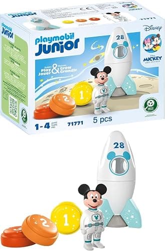 Playmobil JUNIOR & Disney | Mickey Mouse Rocket & Space Adventure | Sustainable toy from 1 year | Gift for toddlers | Encourages imagination & first learning | 71771 - Image 1