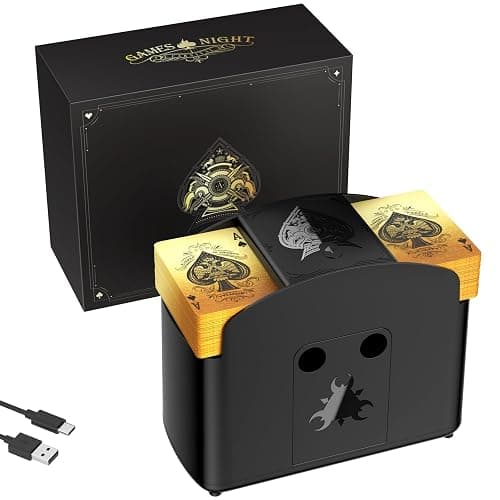 Ni-SHEN Fully Automatic Card Shuffler 1-4 Deck,USB/Battery Operated Electric Shuffler, Lower Noise Playing Card Shuffle for UNO,Poker, Phase 10,Skip-Bo,Blackjack(Black) - Image 1