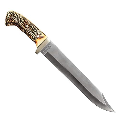 Uncle Henry 181UH Bowie Knife with 10inch High Carbon Stainless Steel Fixed Blade, Full Tang, Polyester Belt Sheath, and Classic Staglon Handle for Hunting, Survival, Bushcraft, Camping, and Outdoors - Image 1