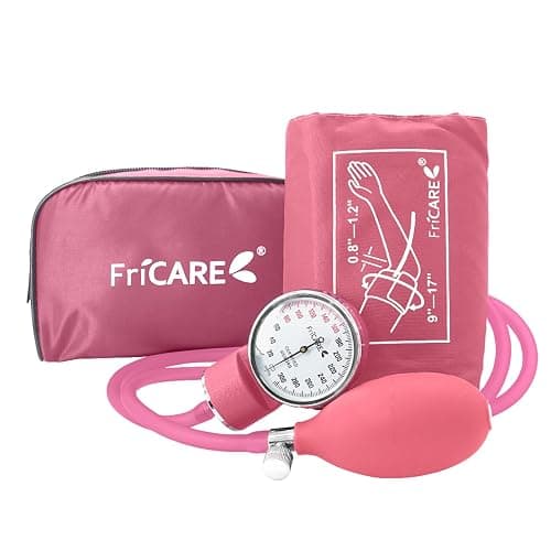 FriCARE Rose Pink Blood Pressure Cuff Manual for Nurses/Nursing Students | Aneroid Sphygmomanometer for Home BP Monitoring & Medical School Training Use, Universal Adult Size with Carrying Bag - Image 1