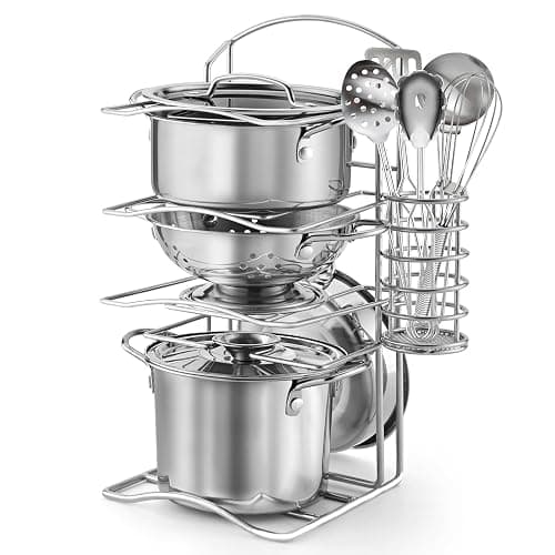 12Pcs Kids Pretend Play Kitchen Accessories Toy Stainless Steel Metal Pots and Pans Playset with Rack Mud Kitchen Accessories Toy Pots and Pans for Kids Toddler Age 3 Years Old - Image 1
