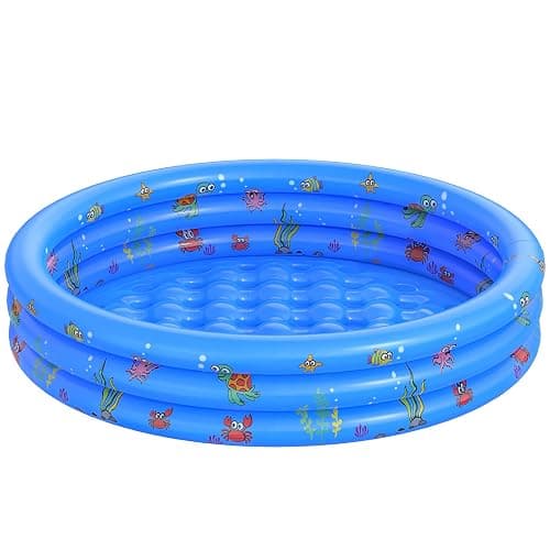 Garden Round Inflatable Baby Swimming Pool, Portable Inflatable Child/Children Little Pump Pool,Kiddie Paddling Pool Indoor&Outdoor Toddler Water Game Play Center for Kids/Girl/Boy - Image 1