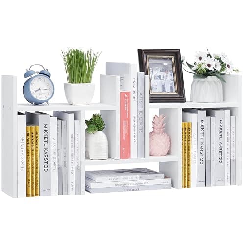 Somdot Desktop Bookshelf, Desk Shelf Organizer Storage Display Shelf Rack, 3 Pack Counter Top Bookcase for Home Office,White - Image 1