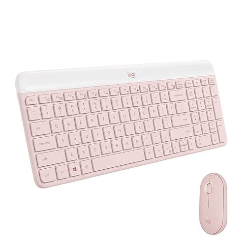 Logitech MK470 Slim Wireless Keyboard and Mouse Combo - Modern Compact Layout, Ultra Quiet, 2.4 GHz USB Receiver, Plug n' Play Connectivity, Compatible with Windows - Rose - Image 1