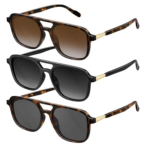 konqkin Retro Aviator Sunglasses for Women Men:Polarized Trendy Vintage 70s Rectangle Womens Shades Sun Glasses UV Protection - Image 1