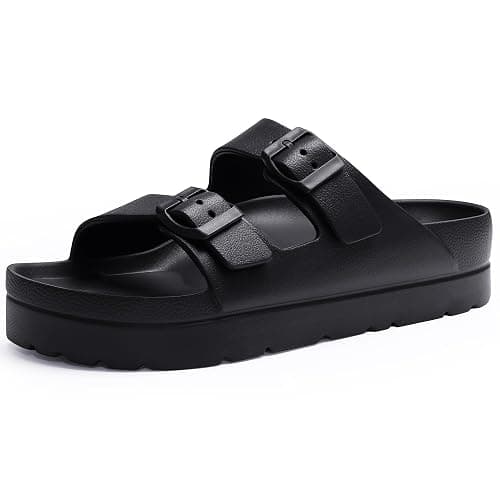 Goosecret Women's Platform Sandals with Arch Support, Chunky Lightweight Foam Slip on Slides, Comfortable Summer Beach Sandals with Adjustable Buckle - Image 1