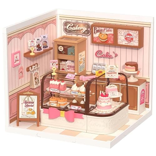 Rolife Super Creator DIY Miniature Plastic House Building Set Playset with LED, Suitable for Mini Figures Construction Toys Diorama Kit Gifts for Adults (Tasty Cake Shop) - Image 1