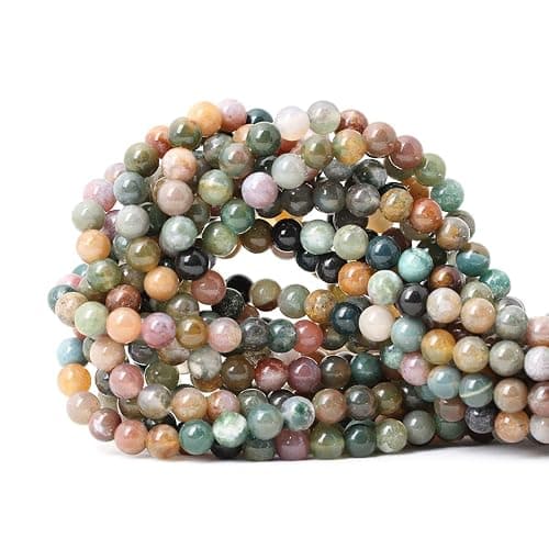 CHEAVIAN 60PCS 6mm Natural Indian Agate Gemstone Round Loose Beads for Jewelry Making DIY 1 Strand 15" - Image 1