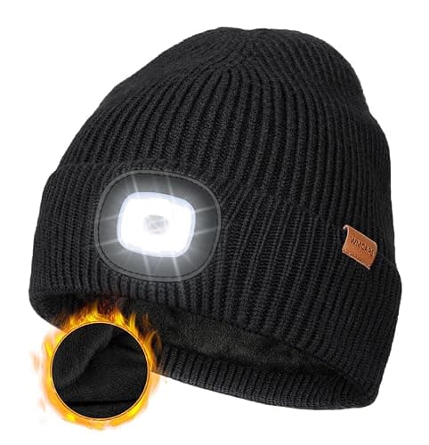 Wmcaps Mütze mit LED Licht, Wintermütze mit Dickem Warmen Futter, Integrierte Beleuchtete Type-C Wiederaufladbare Freisprech-Stirnlampe, Geschenke für Männer Frauen - Image 1