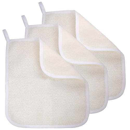 Exfoliating Washcloth (3 Pack), Shower Cloth for Body and Face Exfoliator Scrubber, Two Sides Exfoliate Shower Rag Wash Cloths Nylon Cotton Loofah Sponge Scrub Towel estropajos para el cuerpo - Image 1
