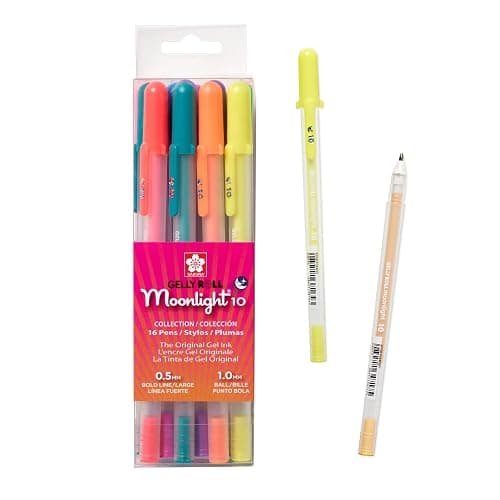 SAKURA Gelly Roll Moonlight 16 Pack, 10 Bold point, Bright Opaque Ink Gel Pens, Creamy Smooth Ink, Writes on Dark Paper - Image 1