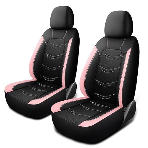 HChengkikz Pink Seat Covers,Sport and Breathable Seat Covers, Anti-Slip Universal Fit Automotive for Cars Sedan SUV and Truck(2 Pieces,Front Seat,Black+Pink,N2) - Image 1