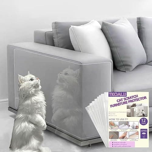 Anti Cat Scratch Furniture Protector - 12Pcs Clear, Sticky-Backed Pet-Proof Corner Guards | Couch Shield for Sofa & Doors with 52 Twist Pins - Image 1