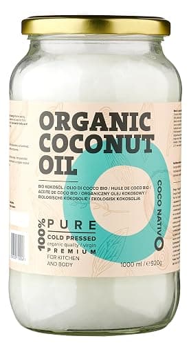 Organic Coconut Oil CocoNativo - 1000mL (1Litre) - for Cooking, Frying and Baking, for Hair and Skin - Extra Virgin Coconut Oil, Premium, Native, Cold Pressed, Raw Food Quality, Pure - Image 1