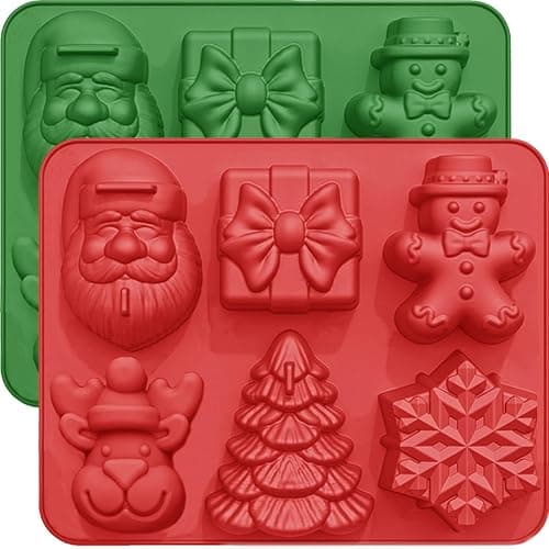 Christmas Baking Molds Silicone, Large Size Christmas Silicone Molds for Baking Cakes Soap Ice Cube Jello Resin Candles Wax Melts - Image 1