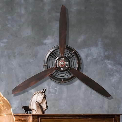 YOUKI Airplane Propeller Wall Decor,Aviation Decor,Pilot Gifts,Propeller Wall Sculptures,Wall Art for Kitchen Bedroom,Living room,kitchen,Bathroom, Battery Operated,Metal.Bronze - Image 1