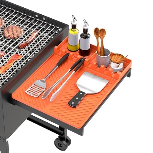 Silicone Grill Mat Compatible with Blackstone, BBQ Griddle Tools Mat with Drip Pad, Spatula Mat for Outdoor Kitchen Counter, Gifts for Men (Orange) - Image 1