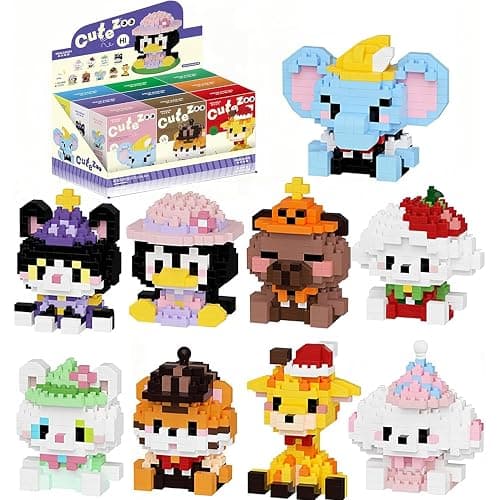 TIM CHESS Mini Animals Building Block Sets, 9 Style Cute Miniature Dog Cat Giraffe Tiger Capybara Figurine Toys, Micro Building Blocks Party Favors for Kids 6+ Adults Christmas Stocking Stuffers - Image 1