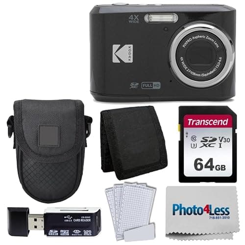 Kodak PIXPRO FZ45 Digital Camera Bundle with Black Point & Shoot Camera Case + Transcend 64GB SD Memory Card + Tri-fold Memory Card Wallet + Hi-Speed SD USB Card Reader + More (Black) - Image 1