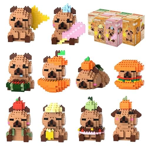 IBLOTIME Capybara Micro Building Sets, 10 Pack Mini Animal Bricks for Teens 14+ and Adults, Birthday and Christmas Party Favors, Goodie Bag Stuffers Classroom Prizes - Image 1