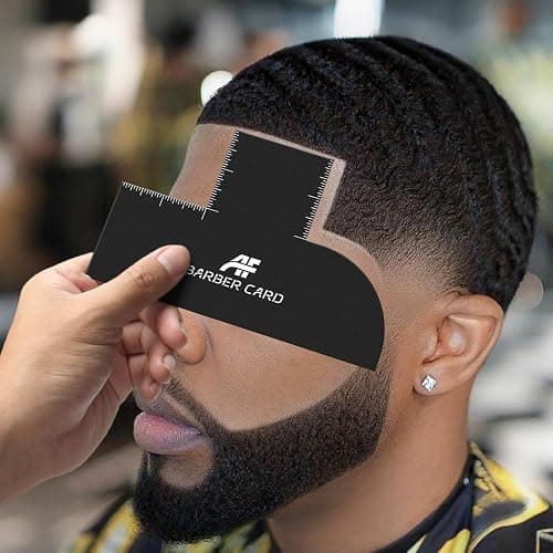 Enhancement Card for Barbers with Measurement Indicators, Reusable Barber Line up Tool and Color Spray Edge Hairline Shaping Tool (Black, One-Size) - Image 1