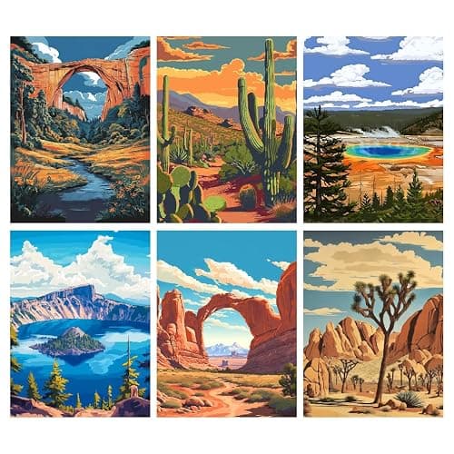 Canrichshop 6 Pack National Park Diamond Painting Kits for Adults,Lanscape Diamond Art Kits Beginner,5D Full Drill Diamond Dot,Gem Art Crafts for Adults Wall Decor 12x16inch - Image 1