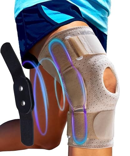 Sparthos Knee Brace for Women & Men - Meniscus Tear Support - Beige-XXXL | Hinged Metal Side Stabilizers, Adjustable Compression Straps, ACL MCL Arthritis Pain Relief, Open Patella, Running & Sports - Image 1