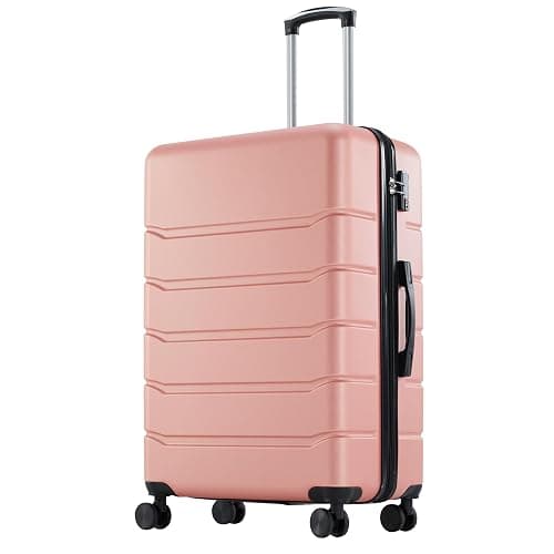 OLIXIS 24 Inch Luggage, Hardside Suitcase with Spinner Wheels, Lightweight ABS Hard Shell Checked Luggage, TSA Approved Lock, Expandable Medium Suitcase for Travel & Business–Pink - Image 1