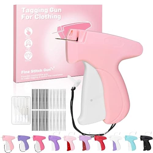 Stitch Tag Gun for Clothes,Micro Mini Stitch Gun No-Sew,Price Tagging Gun,Handheld Hem Gun for Clothing,Fabric Stapler,Quick Sticky Fixer,Temporary Sewing Gun,6 Needle,2000 Fasteners(Black+White)-Pink - Image 1