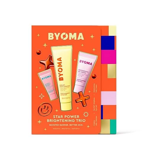 BYOMA Star Power Brightening Trio – 5ml De-Puff & Brighten Eye Gel, 60ml Creamy Jelly Cleanser, 15ml Moisturising Gel-Cream for Ultra-Hydrated, Healthy Skin - Image 1