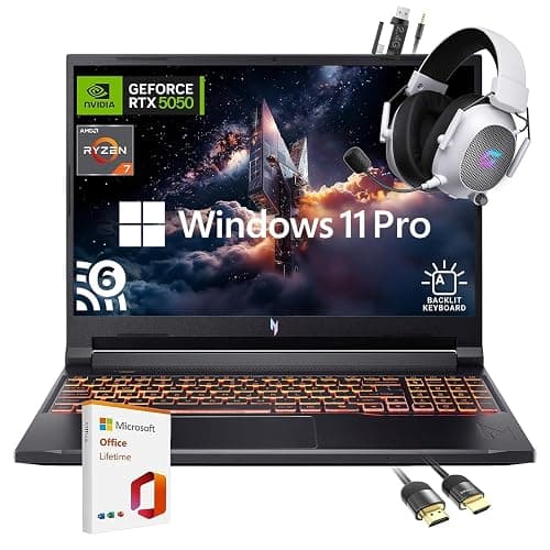 acer Nitro V 16 AI Creator Laptop, 16" WUXGA Display, NVIDIA RTX 5050, AMD Ryzen 7 260 180Hz, 16GB RAM, 1TB SSD, WiFi 6, Backlit Keyboard, with Mytrix Assy HDMI Cable Office Lifetime, Windows 11 Pro - Image 1