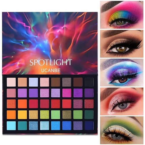 UCANBE Spotlight Eyeshadow Palette Professional 40 Color Eye Shadow Matte Shimmer Makeup Pallet Highly Pigmented Colorful Powder Long Lasting Waterproof Eye Shadow - 02+brushes - Image 1