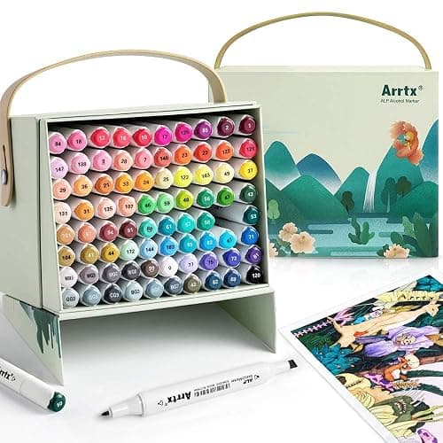 Arrtx - Set di pennarelli ALP con 80 colori, doppia punta, con scatola per il trasporto, per progetti, disegni, schizzi, architettura, anime, calligrafia e illustrazioni - Image 1
