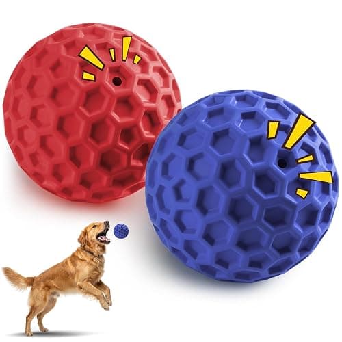 HIPPIH Indestructible Squeaky Dog Toys, Interactive Dog Balls 2 Pack | Chew Toys for Aggressive Chewers, Natural Rubber, Large/Medium Dogs, Tough Puppy Teething Toy, Relieve Anxiety - Image 1