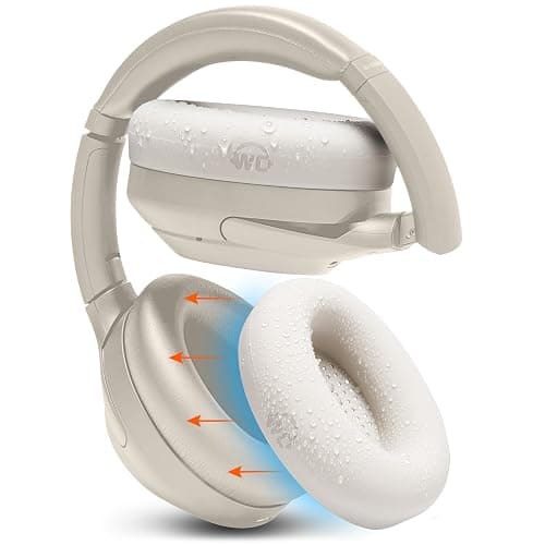 WC SweatZ XM4 - Patented Protective Earpad Sweat Covers for Sony WH1000XM4 by WC | Silicone Ear Covers for Sony WH-1000XM4 Headphones | Sweatproof & Easily Washable | Beige - Image 1