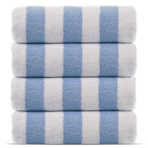 Chakir Turkish Linens Premium Quality 100% Cotton Turkish Cabana Thick Stripe Pool Beach Towels 4-Pack (Light Blue, 30x60 Inch) - Image 1