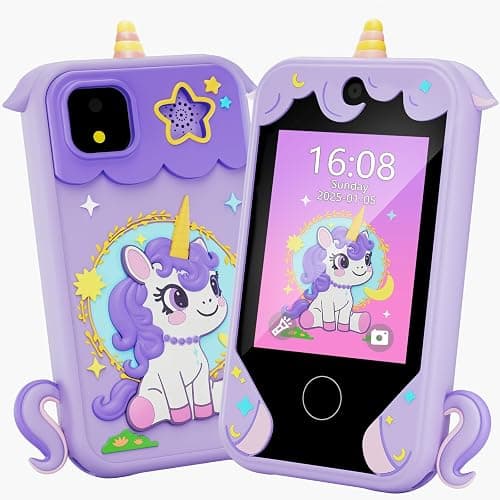 Kids Phone for Girl Toys, Christmas Birthday Gifts for Age 3-10 Year Old Girls Boys Toys, Kids Toddler Smart Phone, Detective Educational Learning Toys with 2.8" Touchscreen, Music Video Game (Purple) - Image 1