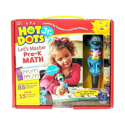 Educational Insights Hot Dots Jr. Let's Master Pre-K Math Set, Homeschool & School Math Workbooks, 2 Books & Interactive Pen, 100 Math Lessons, Ages 4+ - Image 1